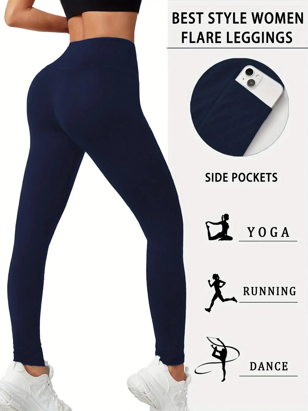 4pcs Plus Size High-Waist Fleece-Lined Yoga Pants with Side Pockets for Yoga Fitness