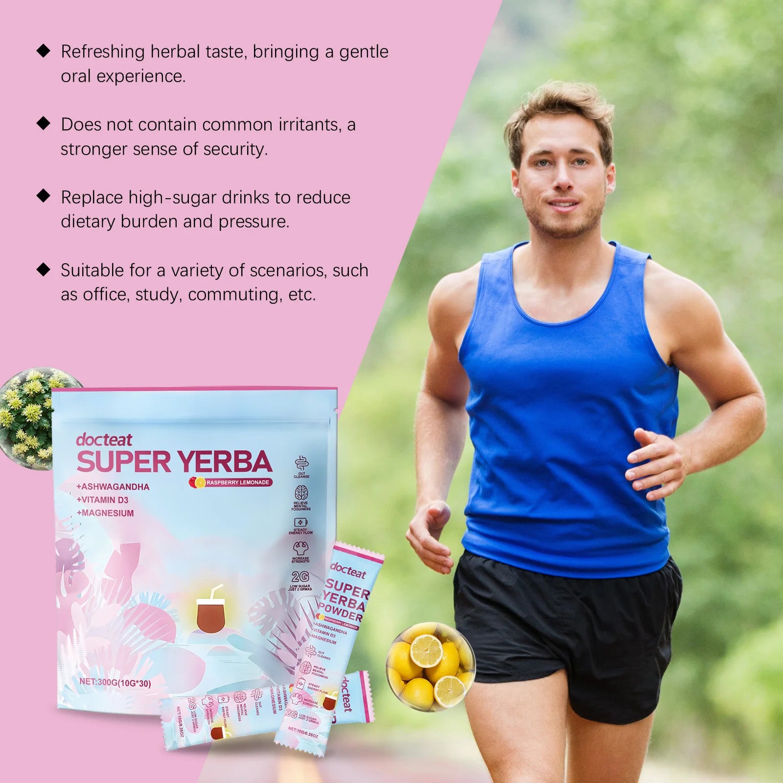 Yerba Mate Powder Support Energy Relieve Stress Refreshing Flavor Vitamin Supplement Instant Yerba Mate Powder