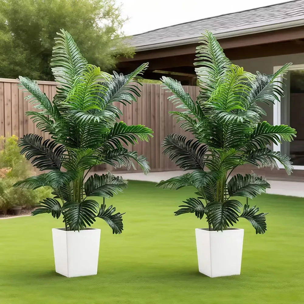 35-inch artificial giant palm tree plant; 2 pieces lifelike green leaves;