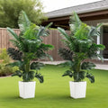 35-inch artificial giant palm tree plant; 2 pieces lifelike green leaves;