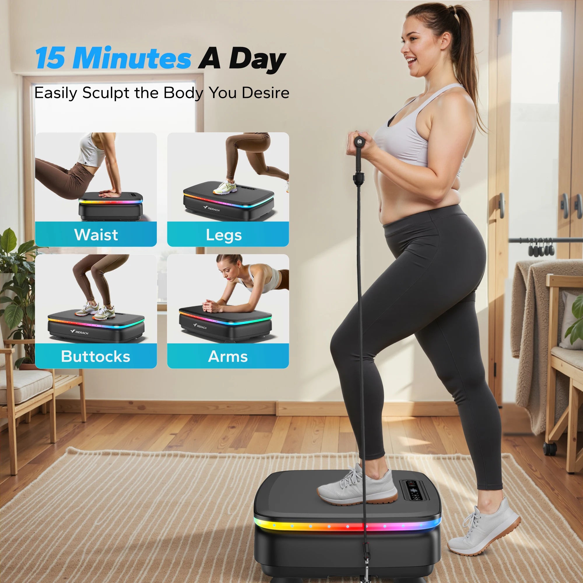 Vibration Plate Exercise Machine with Light Whole Body Workout Power Vibrate Platform Vibration Plate
