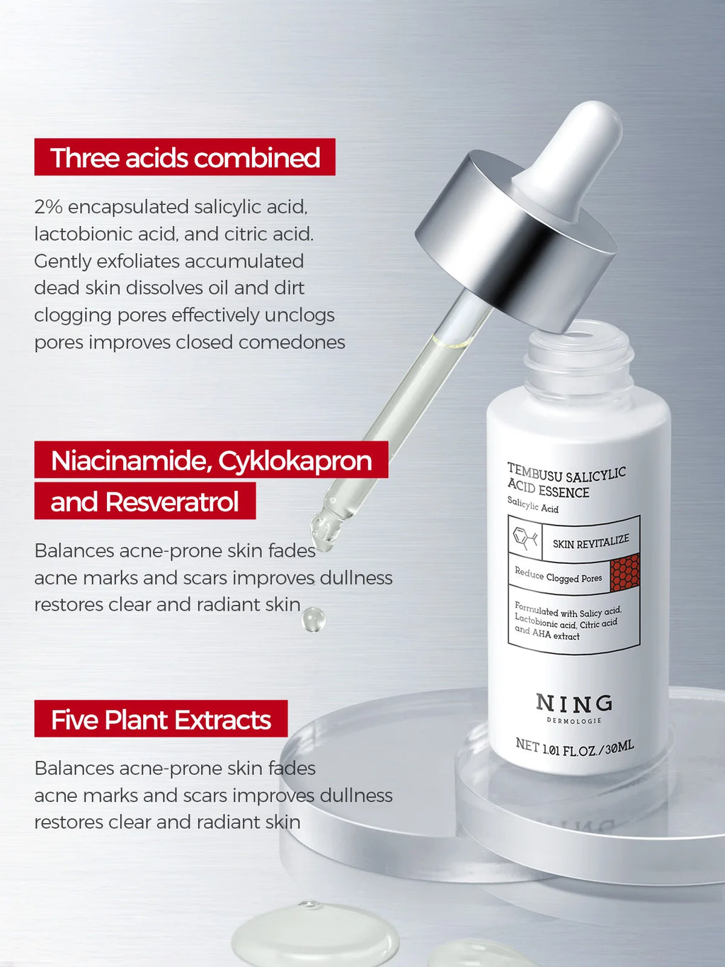 Skin Care Set –8-Step Routine with Amino Cleanser, Clay Mask, Toner, Salicylic Acid Serum