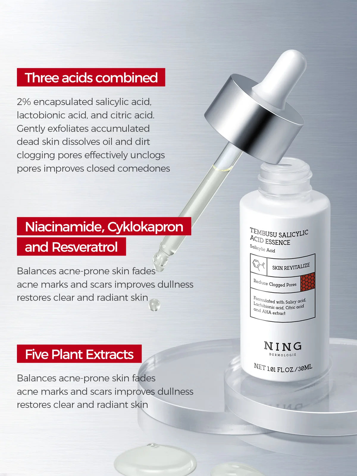Skin Care Set –8-Step Routine with Amino Cleanser, Clay Mask, Toner, Salicylic Acid Serum