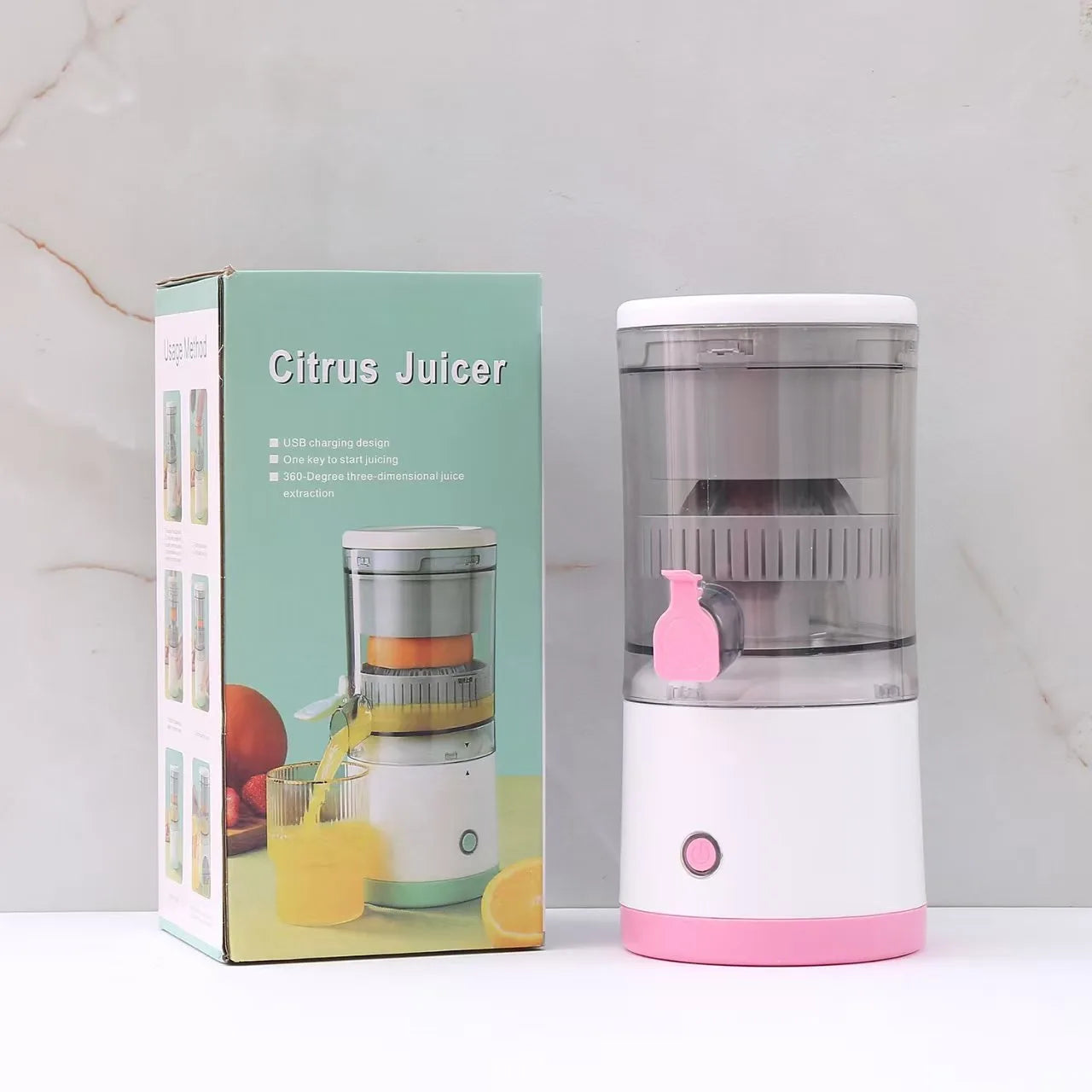 Portable Electric Juicer Rechargeable Citrus Press USB Charging Orange Lemon Squeezer