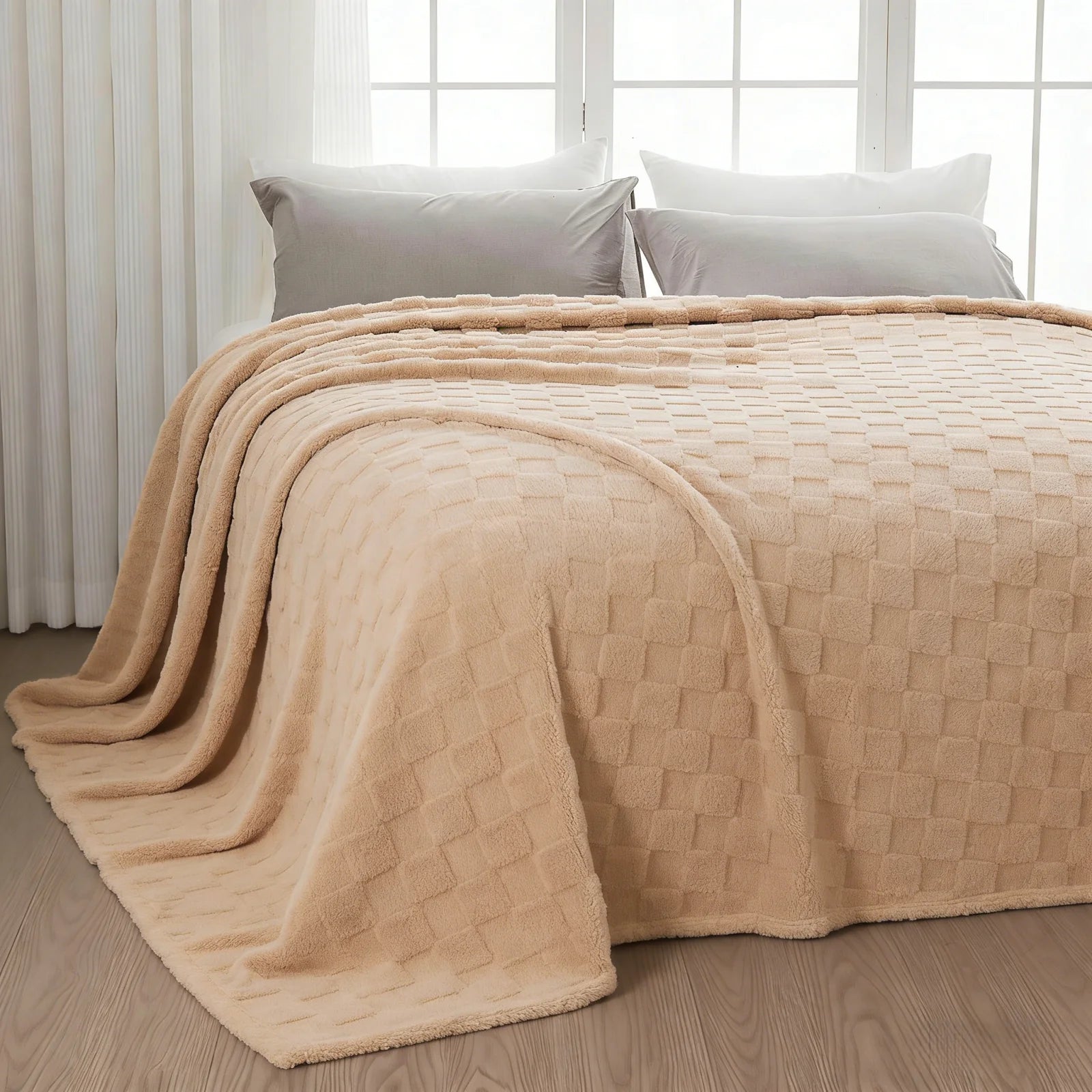Lightweight Fluffy Blanket, Soft Fleece Throw for Sofa Bed, Cozy Plush Blanket for All Seasons, Machine Washable.