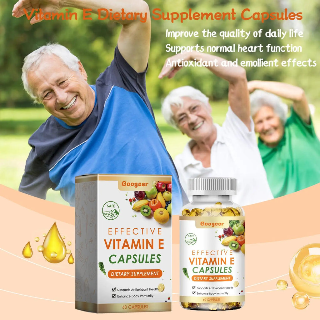 Googeer 60pcs Vitamin E Capsule Promote Digestion Help Blood Birculation Enhance Energy