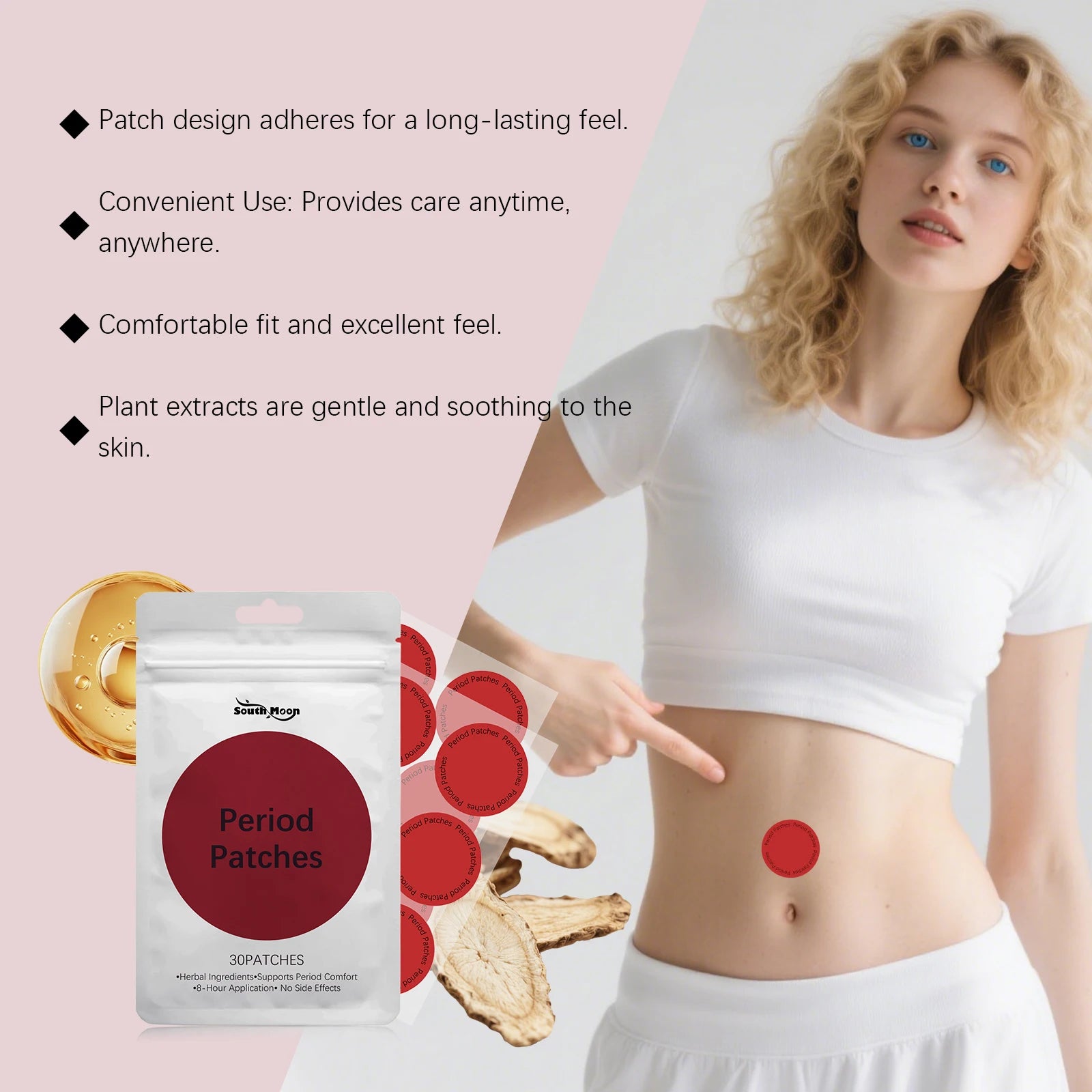 30pcs Women's Menstrual Care Patch Gentle Moisturizing Soothing Female Abdominal Skin Care Patch