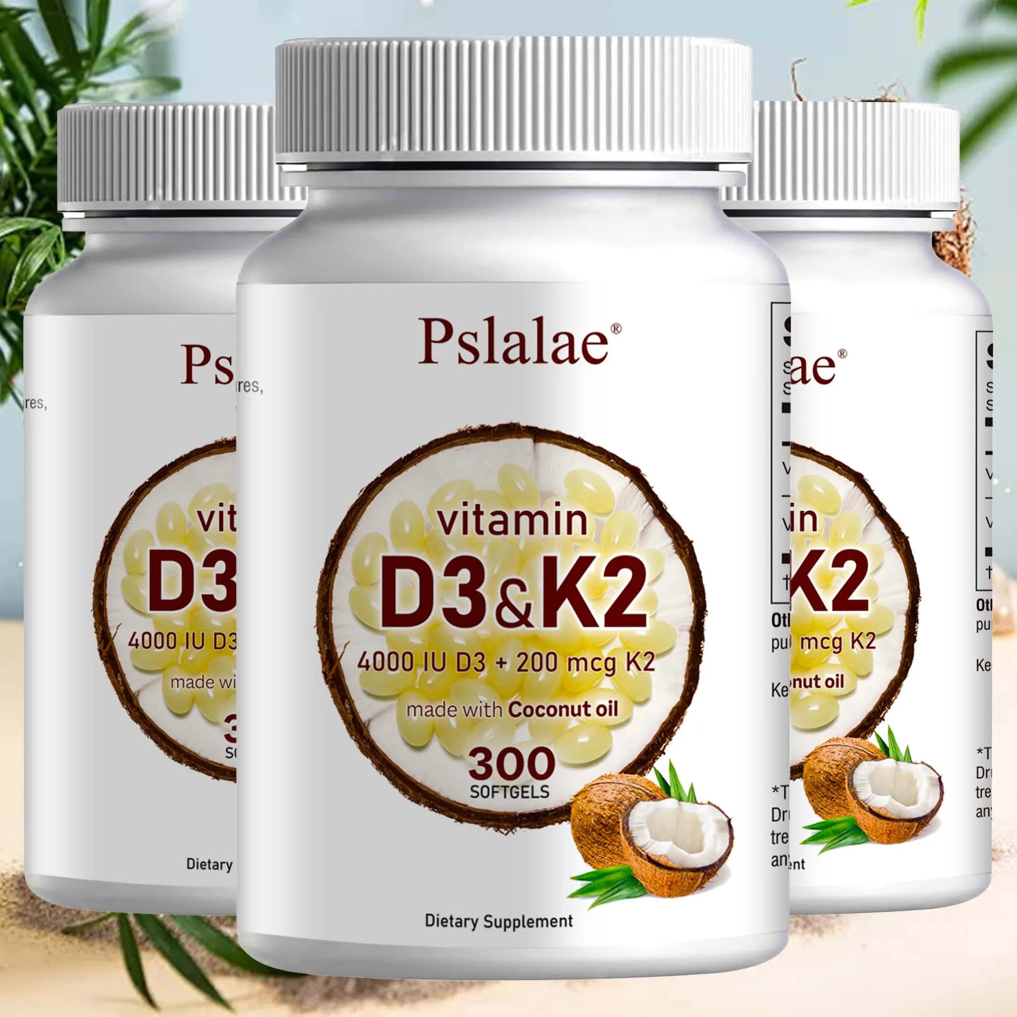 Vitamin D3 and K2 Softgels - Promotes Absorption, Digestion- 300 Softgels
