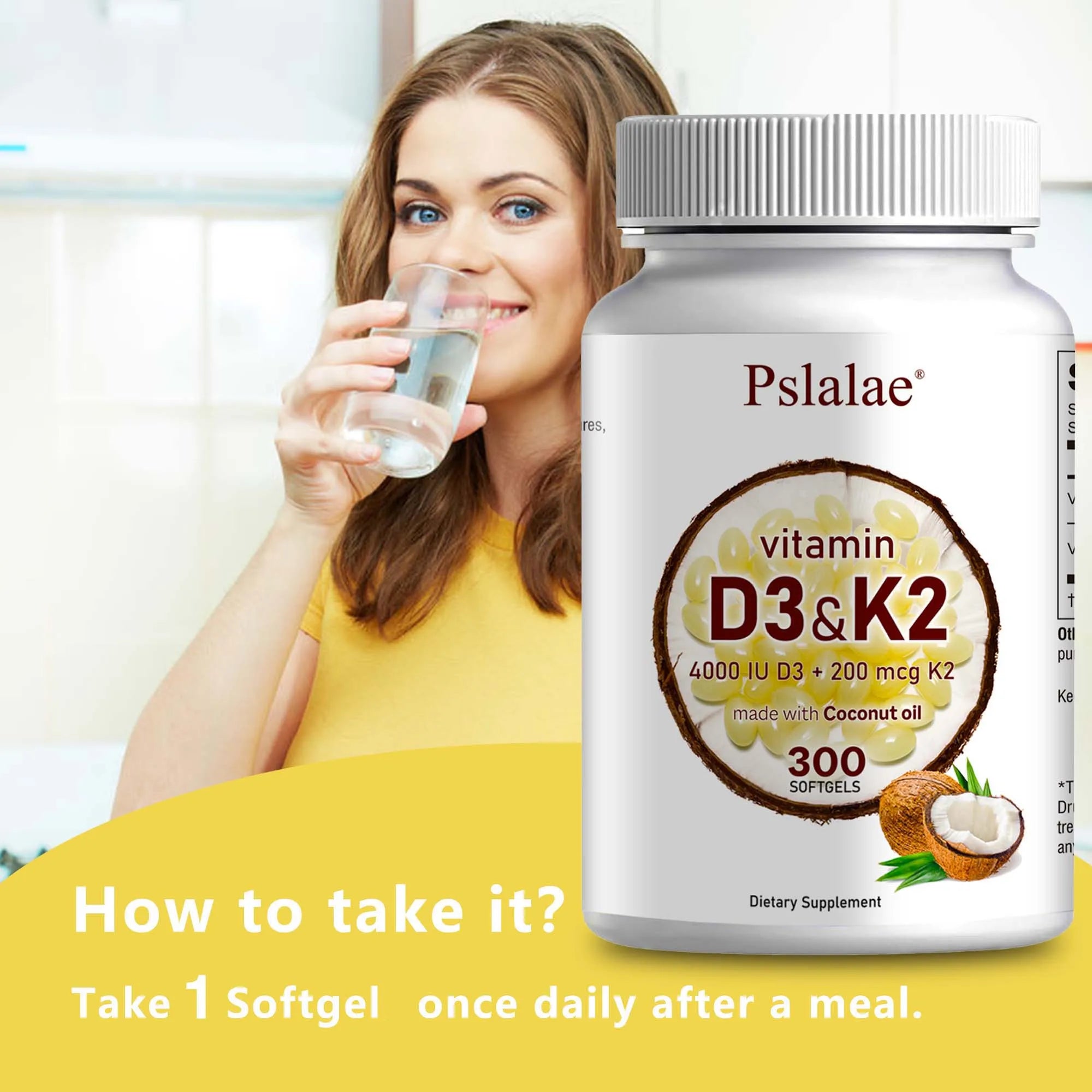Vitamin D3 and K2 Softgels - Promotes Absorption, Digestion- 300 Softgels