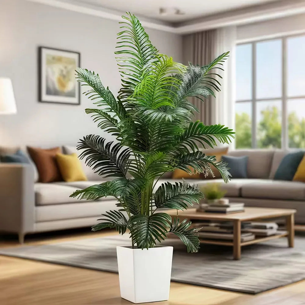 35-inch artificial giant palm tree plant; 2 pieces lifelike green leaves;