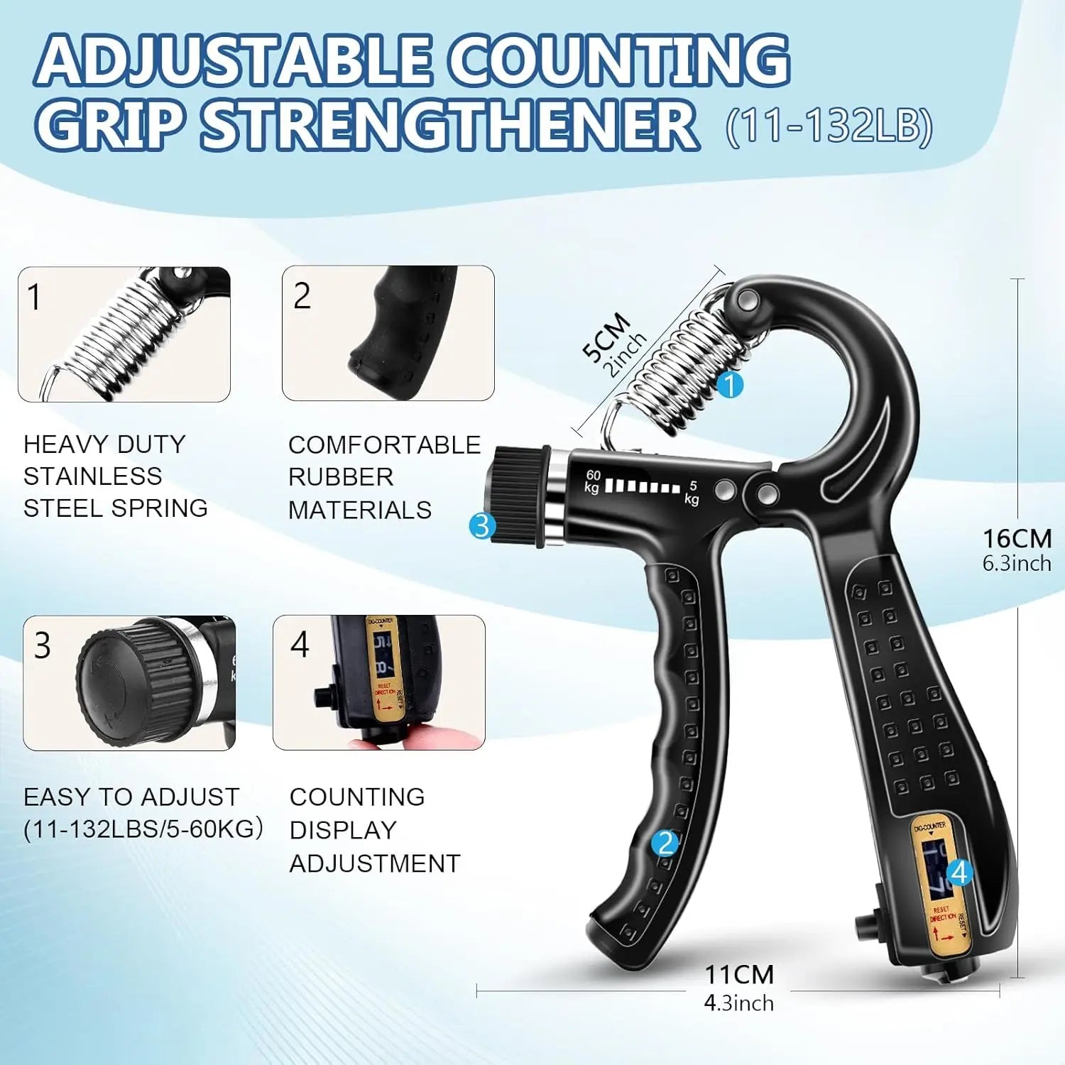 Grip Trainer Kit: Adjustable Hand Gripper,Finger/Hand Exercisers