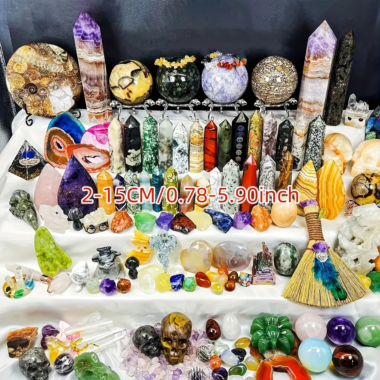 Open your own unique crystals! 1lb-3lb Crystal Gift Box-Mixed Raw Stone, Tower, Sphere, Carving