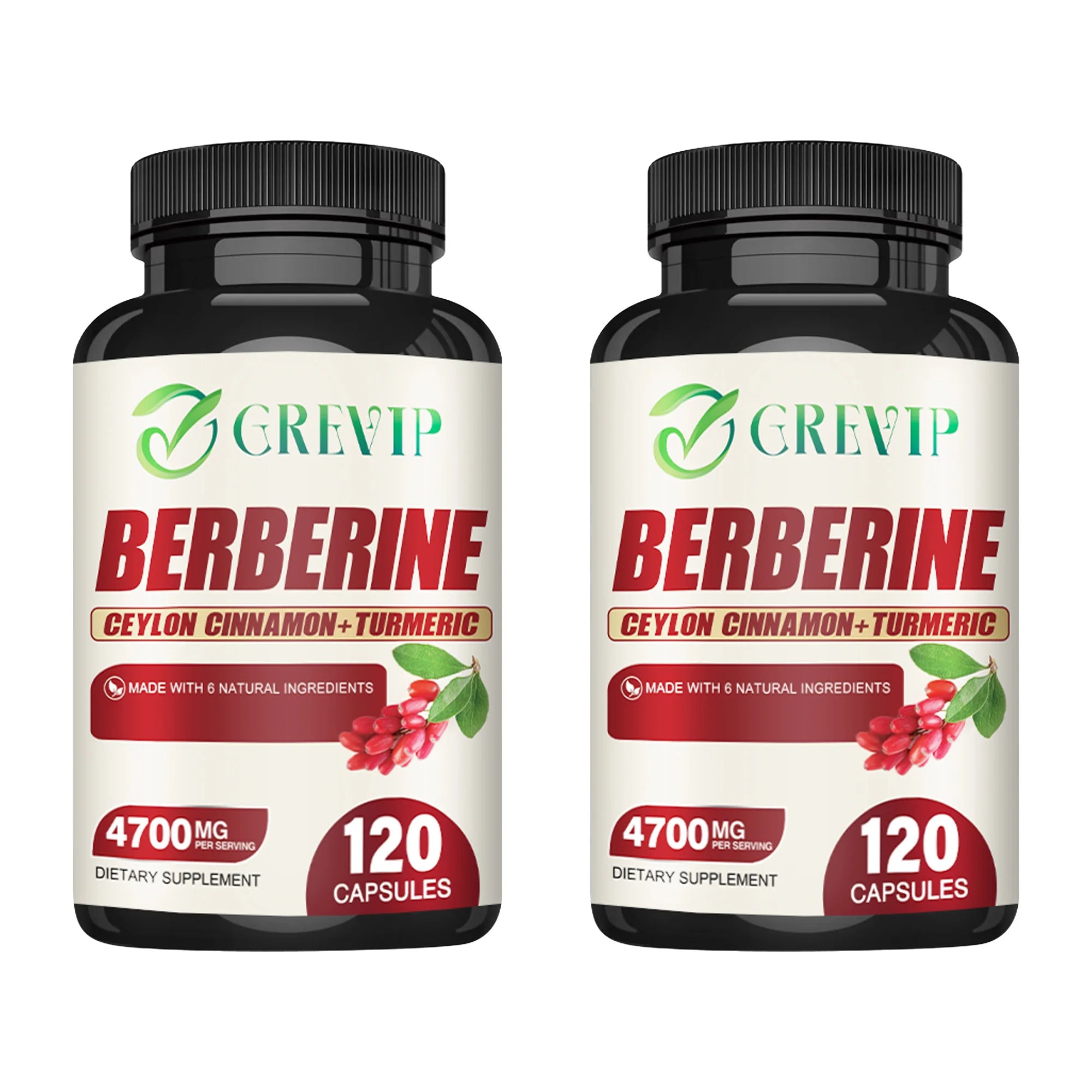 Berberine Supplement - Ceylon Cinnamon, Turmeric - Digestive Health, Antioxidant - 120 Capsules