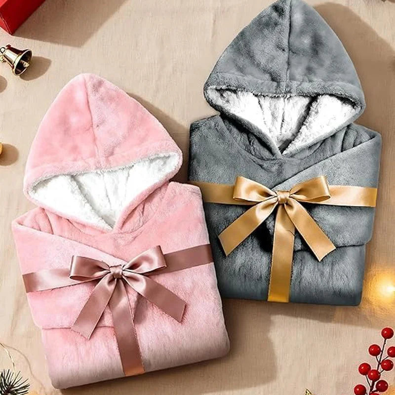 Wearable Blanket Hoodie for Adults Oversized Fleece Hooded Blanket with Sleeves and Pockets Giant Warm