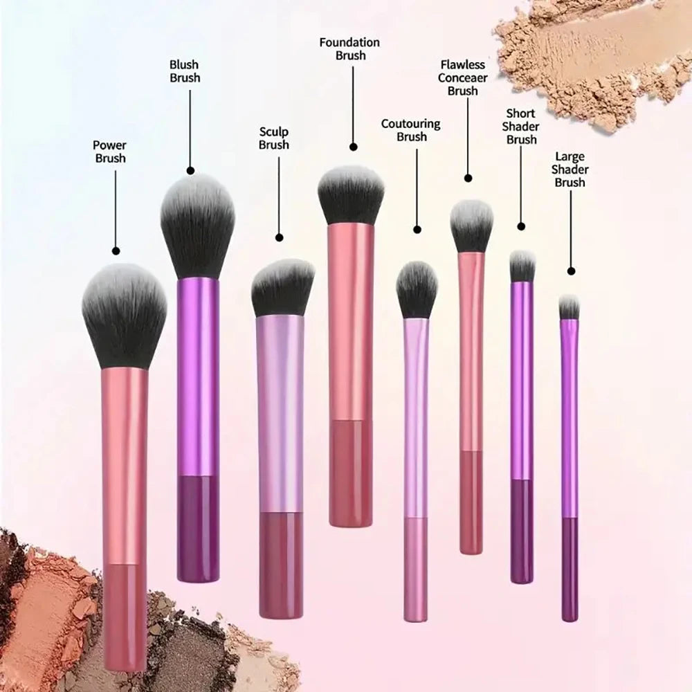 Makeup Brush Kit Soft 8pcs Synthetic Hair Make Up Brushes
