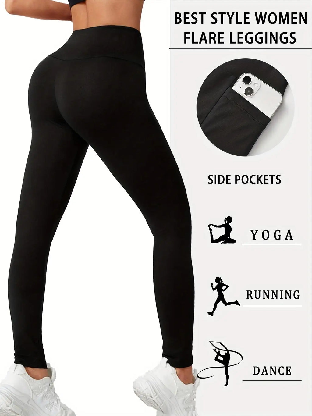 4pcs Plus Size High-Waist Fleece-Lined Yoga Pants with Side Pockets for Yoga Fitness