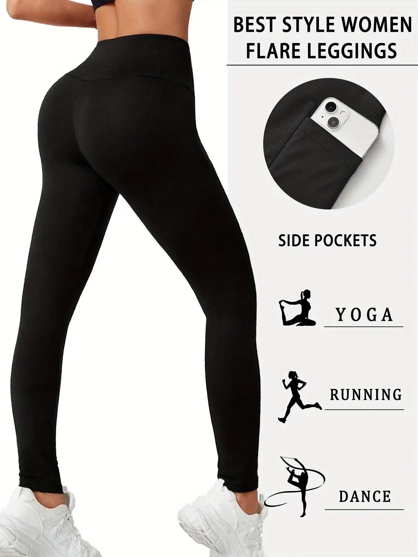 4pcs Plus Size High-Waist Fleece-Lined Yoga Pants with Side Pockets for Yoga Fitness