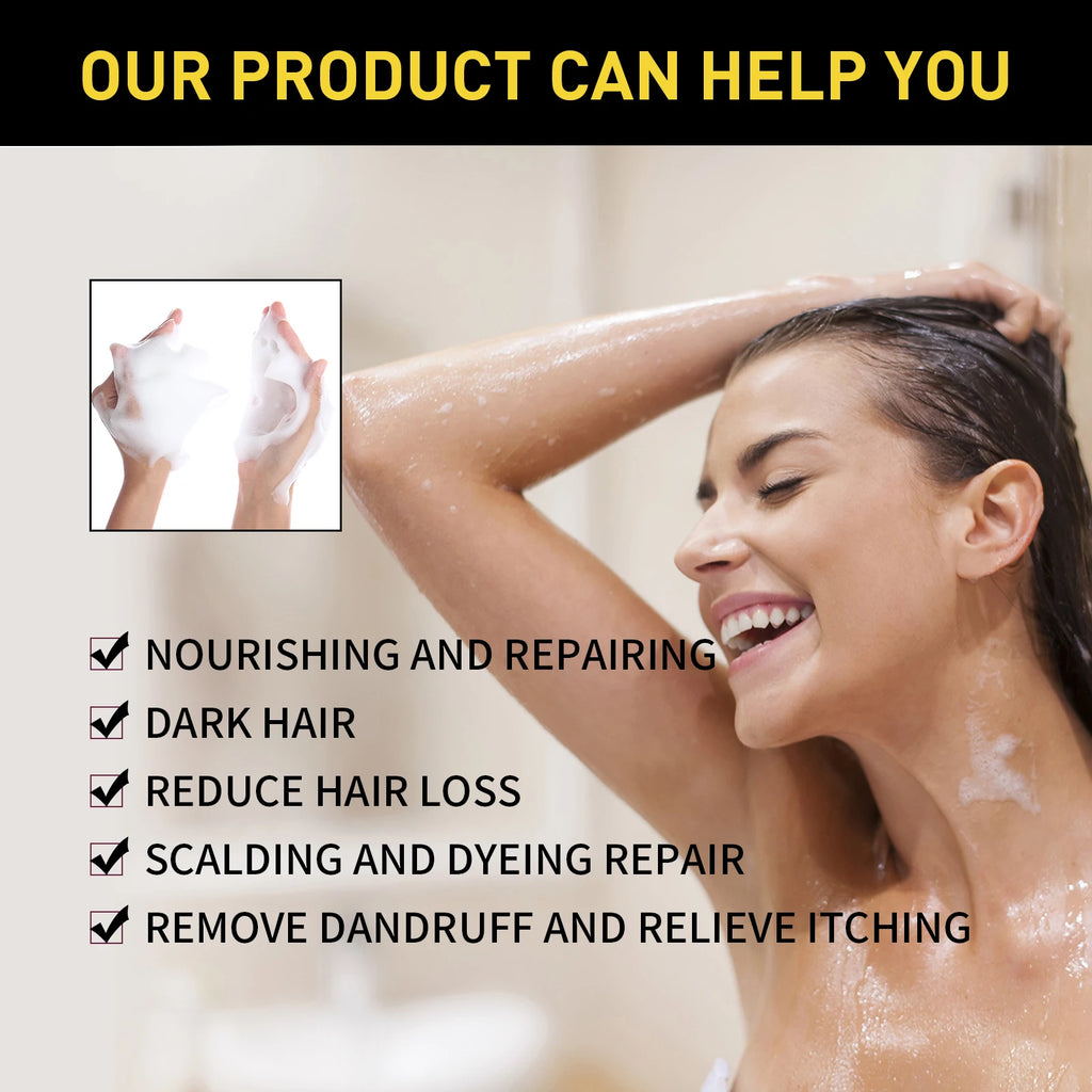 Black Hair Shampoo Repair Dry Damaged Hair Clean Nourish Natural Herbal Quick Hair Dye