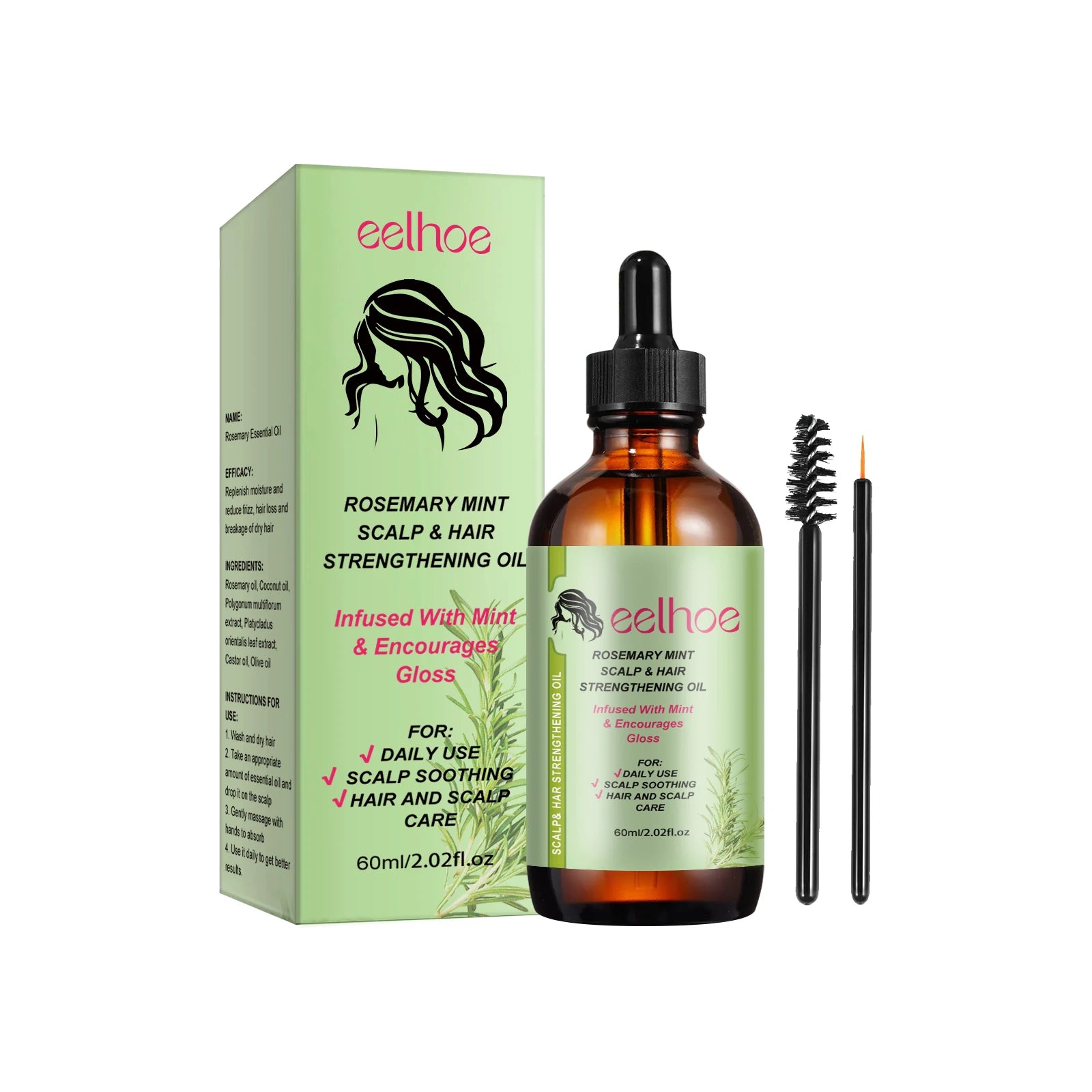 Hair Care Series Promote Hair Growth Nourish Strengthen Roots Relieve Scalp Tension Dense Hair Oil With Brush