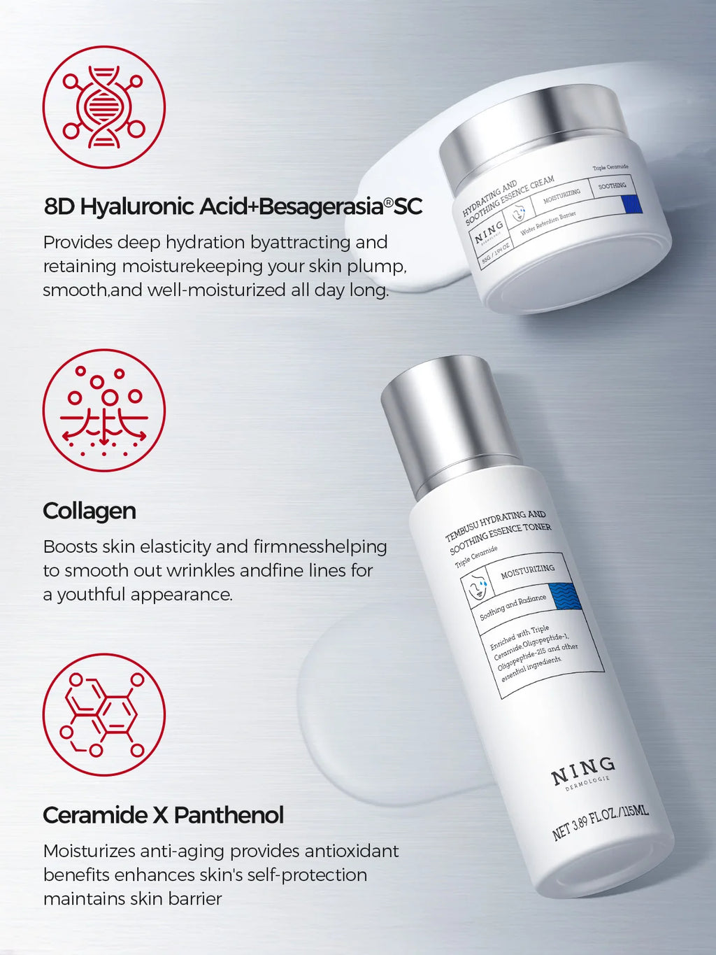 Skin Care Set –8-Step Routine with Amino Cleanser, Clay Mask, Toner, Salicylic Acid Serum