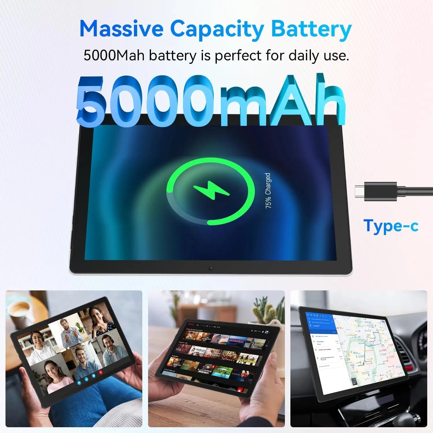 10.1 Inch Android 14 Tablet 12GB RAM 64GB ROM Widevine L1 Compatible IPS HD Screen with Mouse