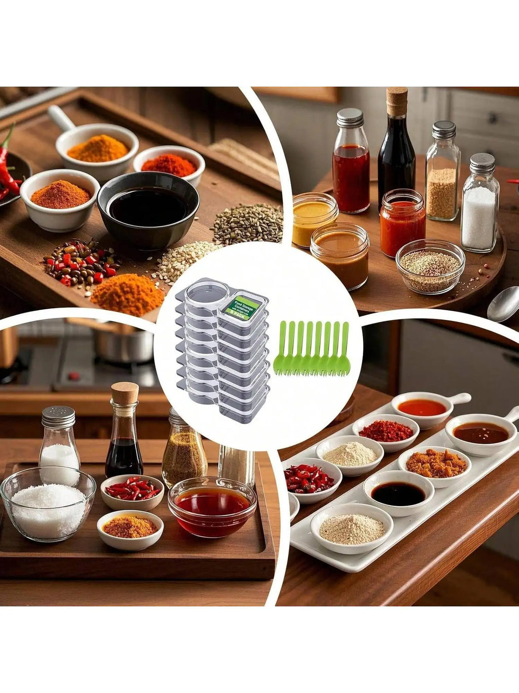 Kitchen Spice Storage Container - Airtight Moisture-Proof Multi-Compartment Seasoning Box