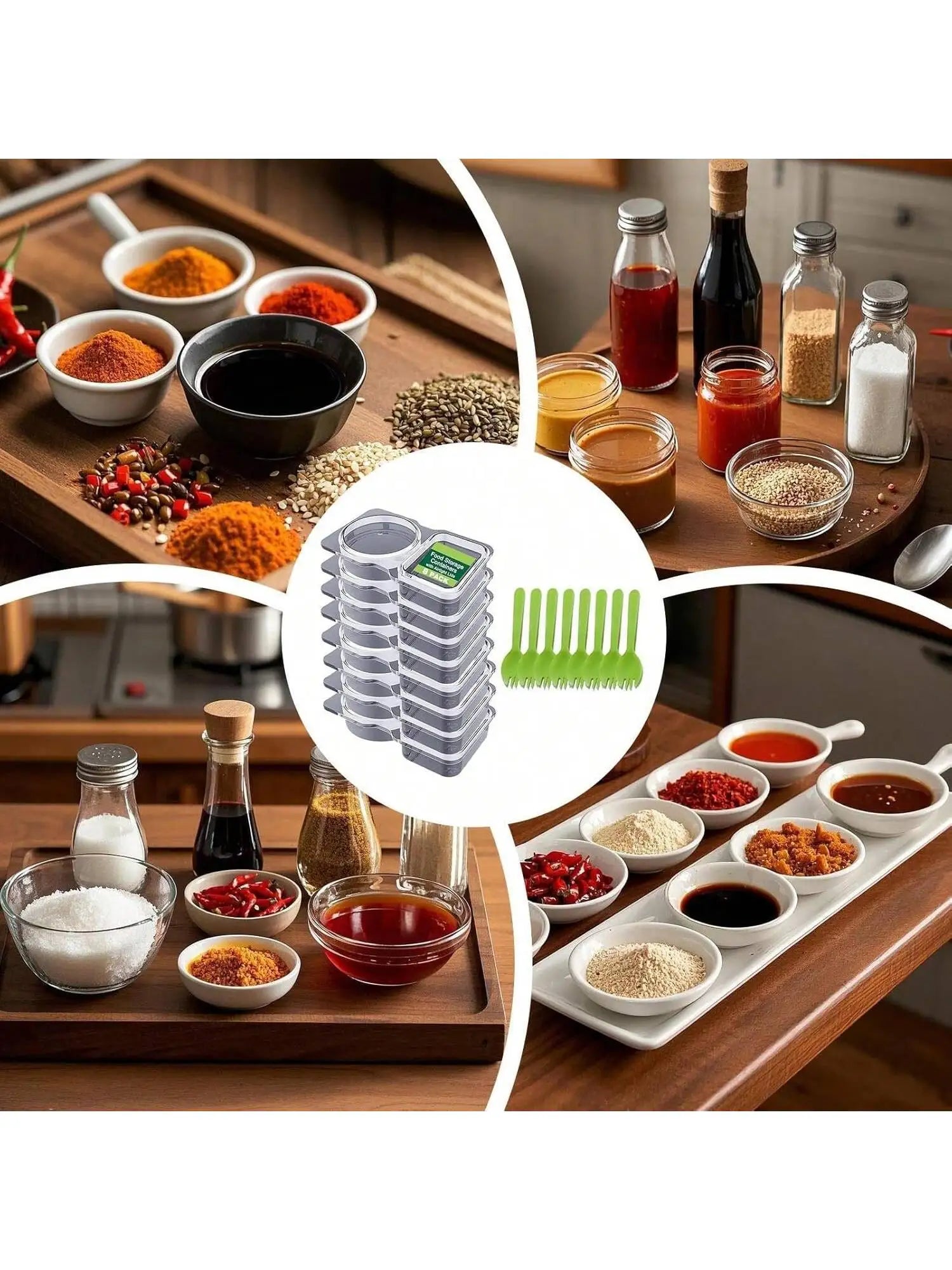 Kitchen Spice Storage Container - Airtight Moisture-Proof Multi-Compartment Seasoning Box