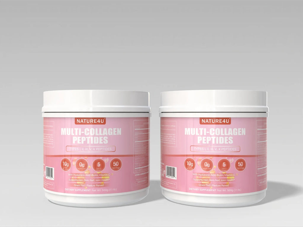 Multi Collagen Peptides Powder with Biotin, Hyaluronic Acid, , Vitamin C for Healthy Hair, Skin, Nails, Joint, 1.1LB