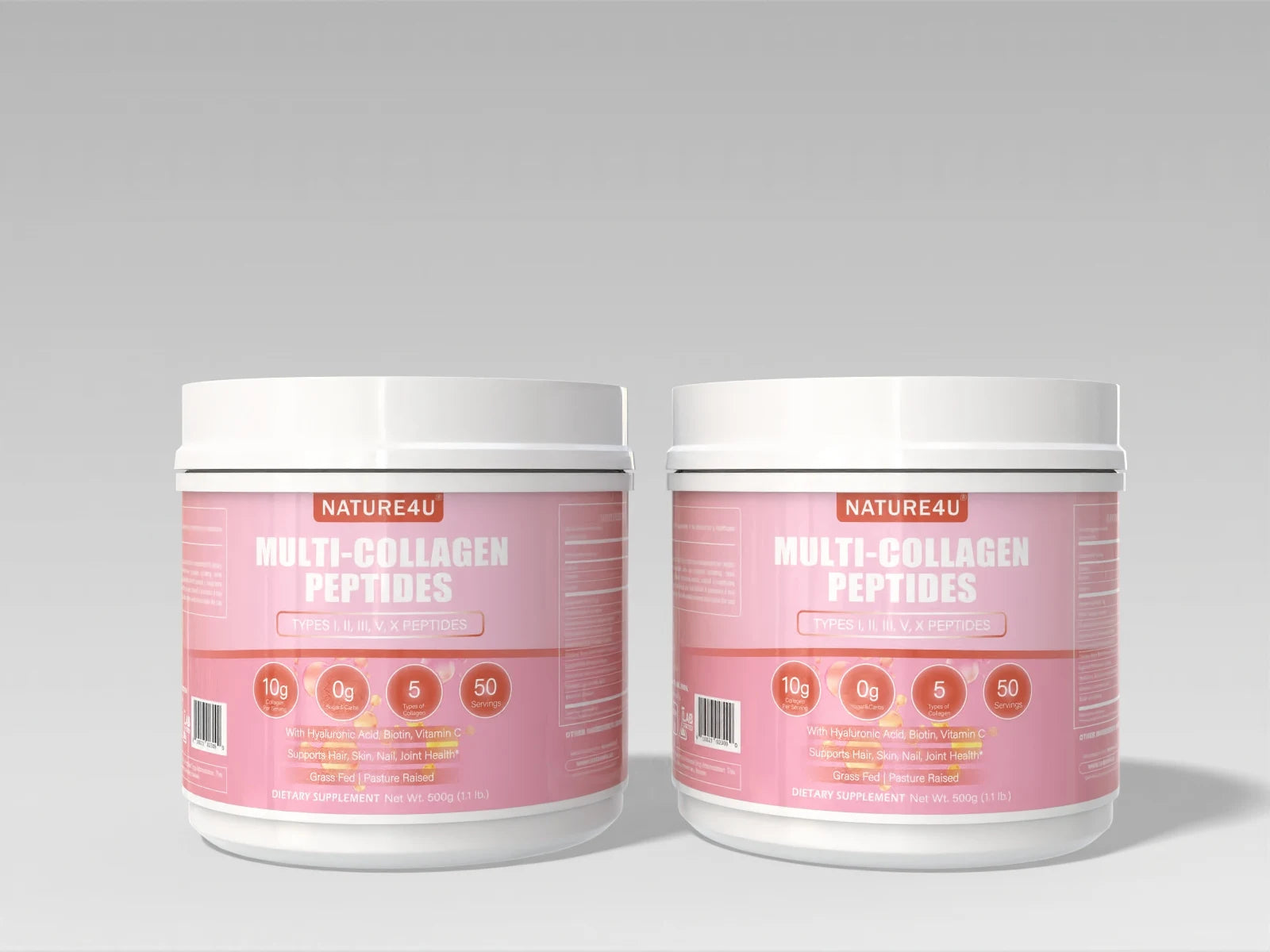 Multi Collagen Peptides Powder with Biotin, Hyaluronic Acid, , Vitamin C for Healthy Hair, Skin, Nails, Joint, 1.1LB