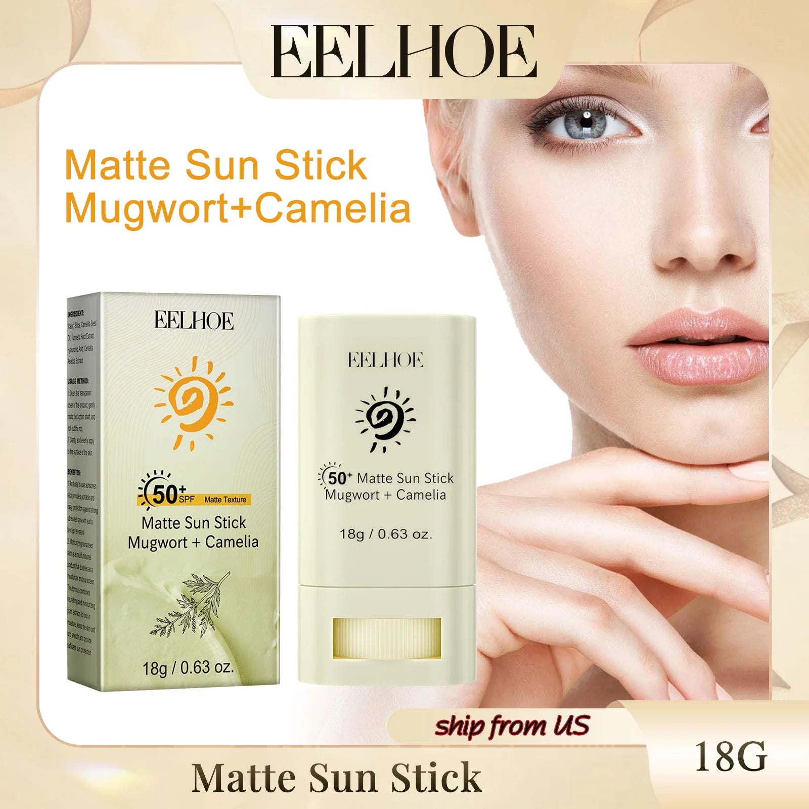 Portable SPF 50 Matte Bar Blocker Face Sunscreen Cream Moisturizing Refreshing Matte
