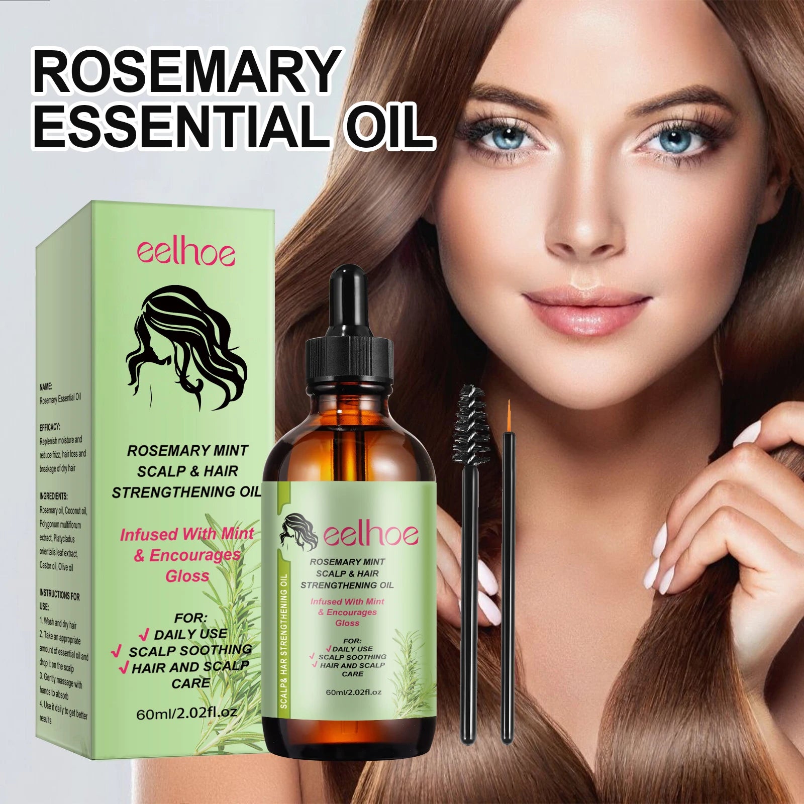 Hair Care Series Promote Hair Growth Nourish Strengthen Roots Relieve Scalp Tension Dense Hair Oil With Brush