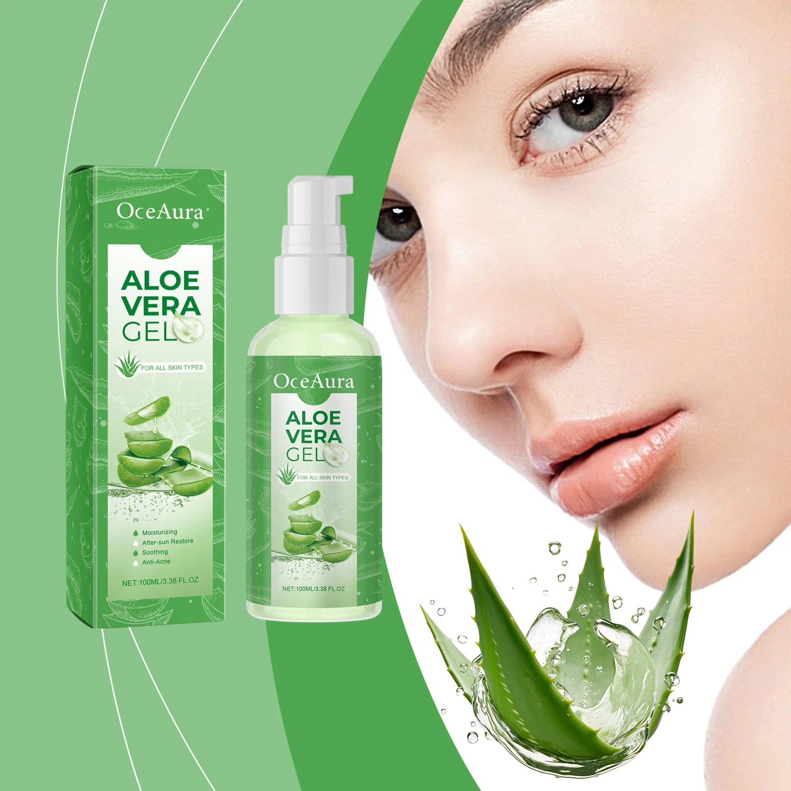 Aloe Vera Gel Hydrating Moisturizer Soothe Dry Skin Sunburn Repair Shrink Pores