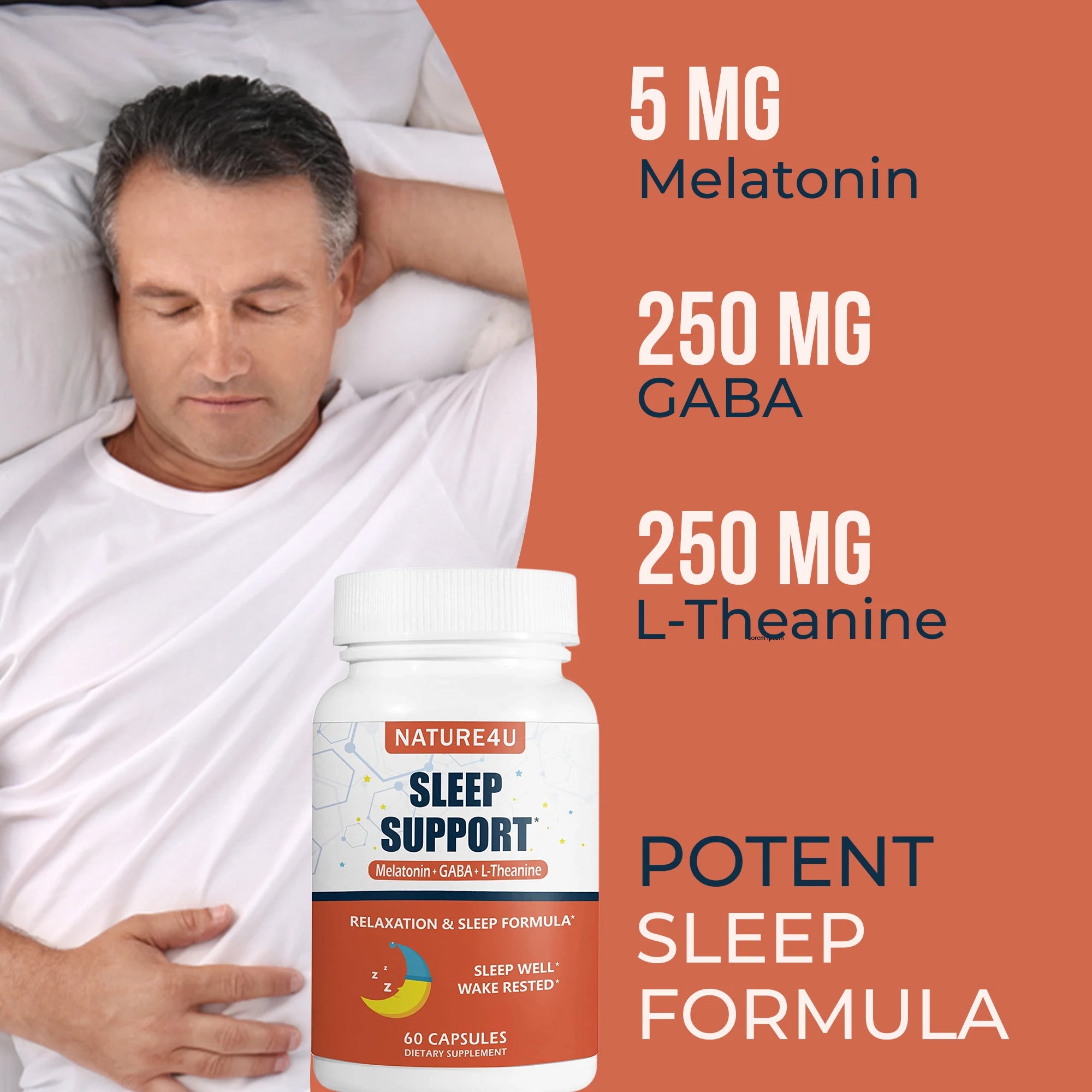 3 in 1 Sleep Aids for Adults Extra Strength, Extend Release Melatonin 5 mg, L Theanine 250 mg, GABA 250 mg,