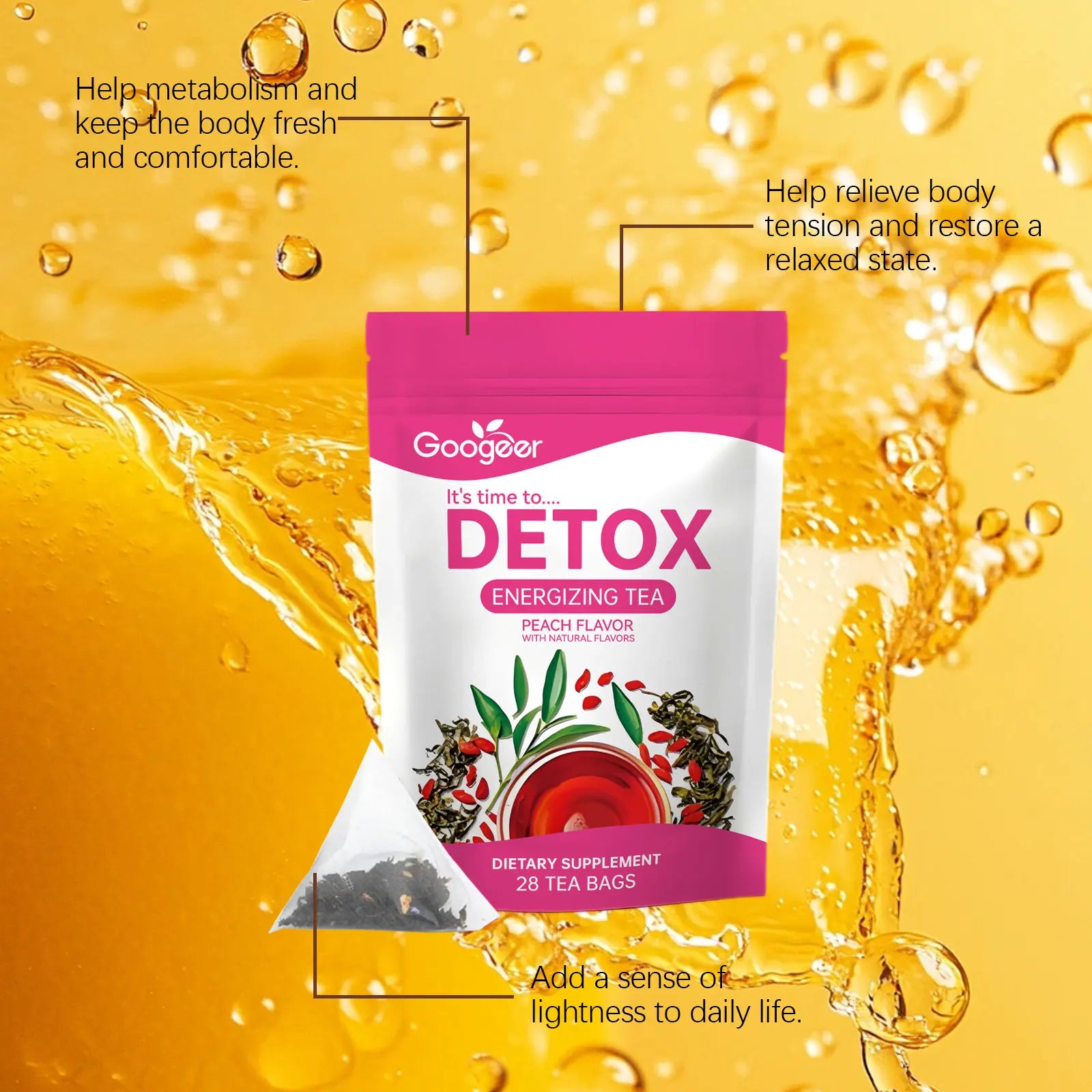 Herbal Detox Tea Abdomen Relieve Detoxification Health Care Fat Burning 28pc