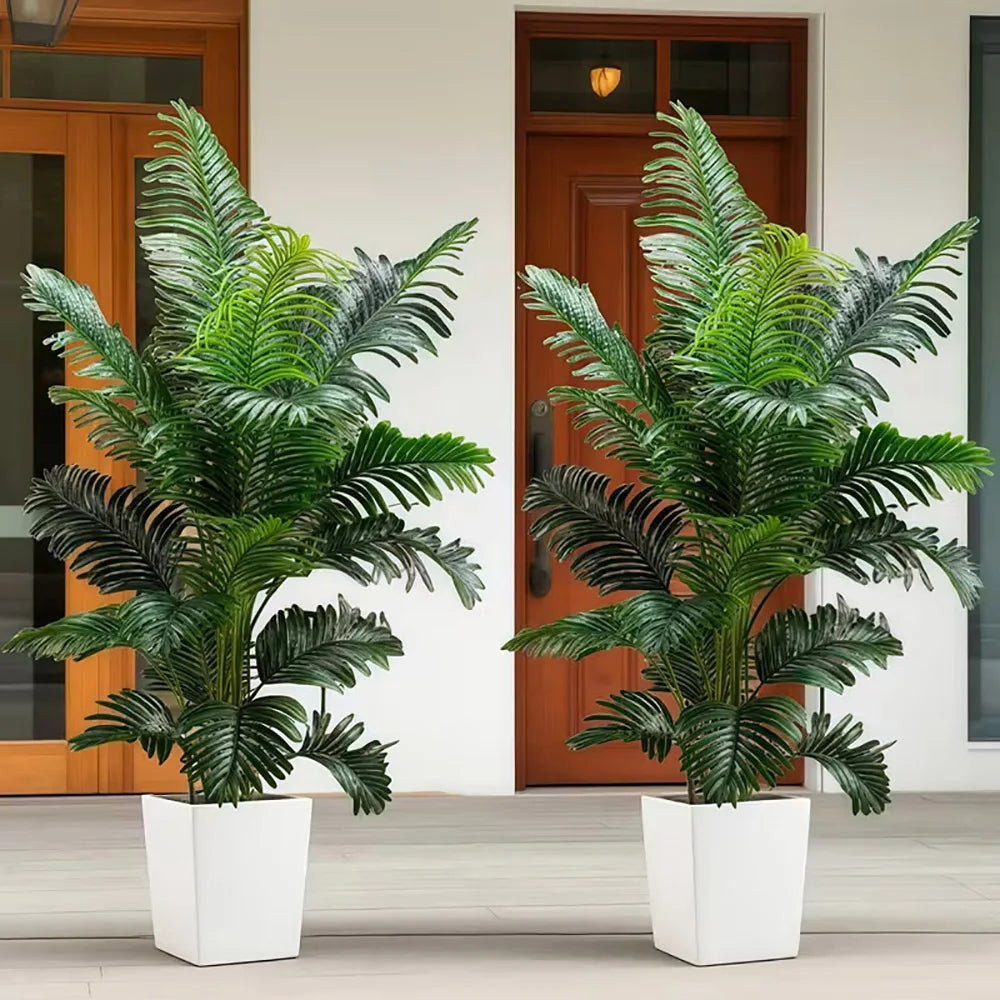 35-inch artificial giant palm tree plant; 2 pieces lifelike green leaves;