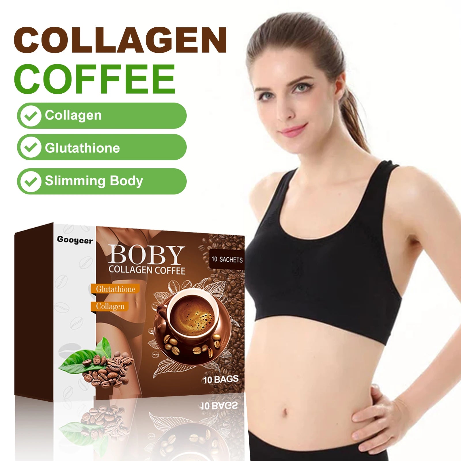 Collagen Coffee Tighten Thighs Abdomen Beauty Body Shape Curved Figure Antioxidant Refreshing Slimming Coffee