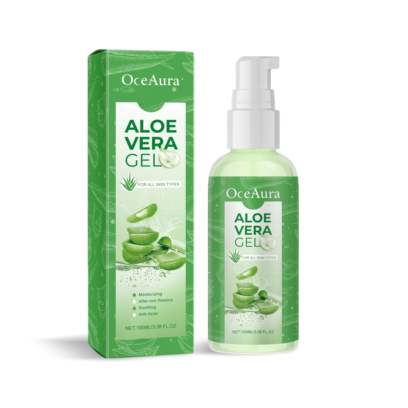 Aloe Vera Gel Hydrating Moisturizer Soothe Dry Skin Sunburn Repair Shrink Pores