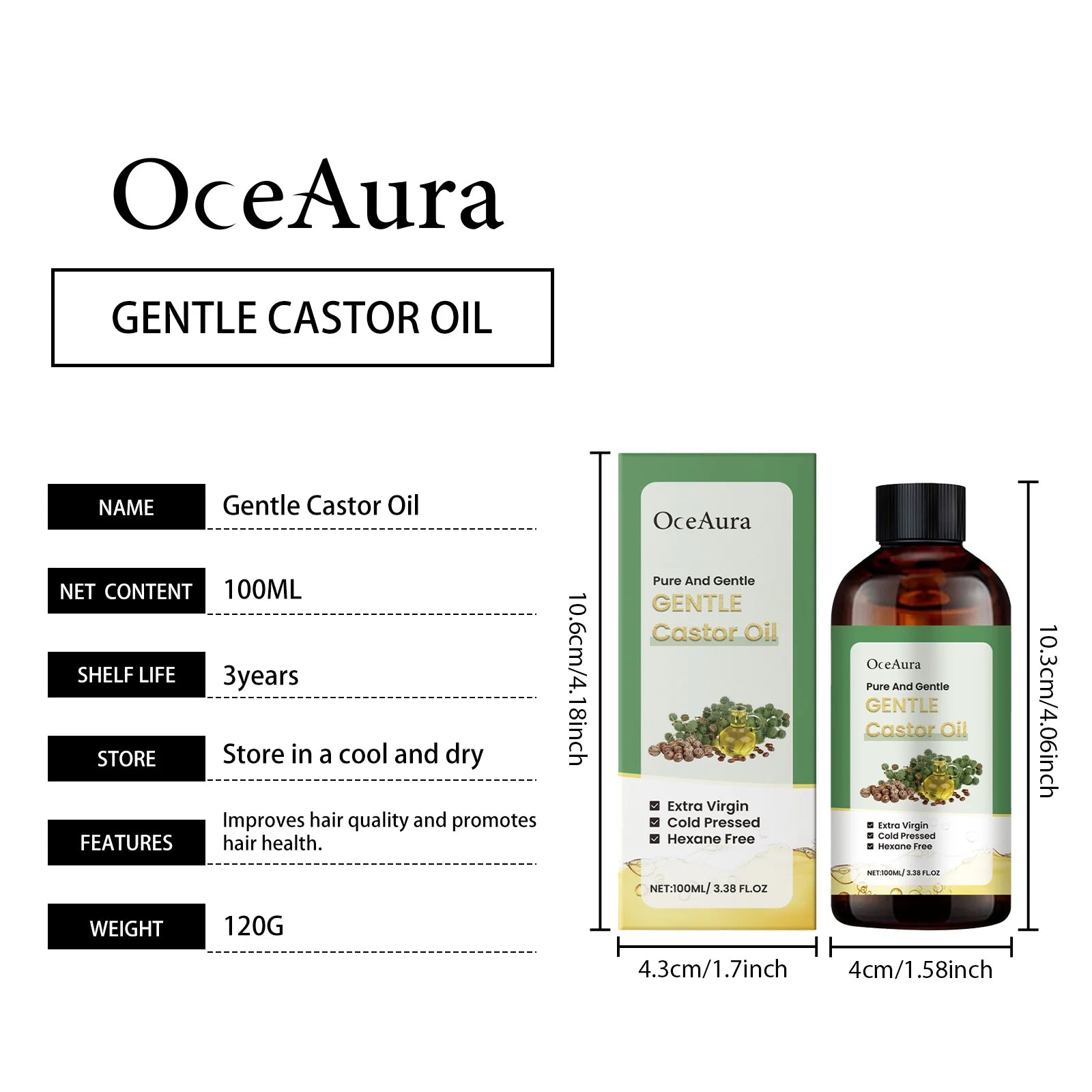 100ml Skin Care Castor Oil Nourish Replenish Moisturize Repair Hair Follicles Smooth Skin Tender Body Skin Essential Oil