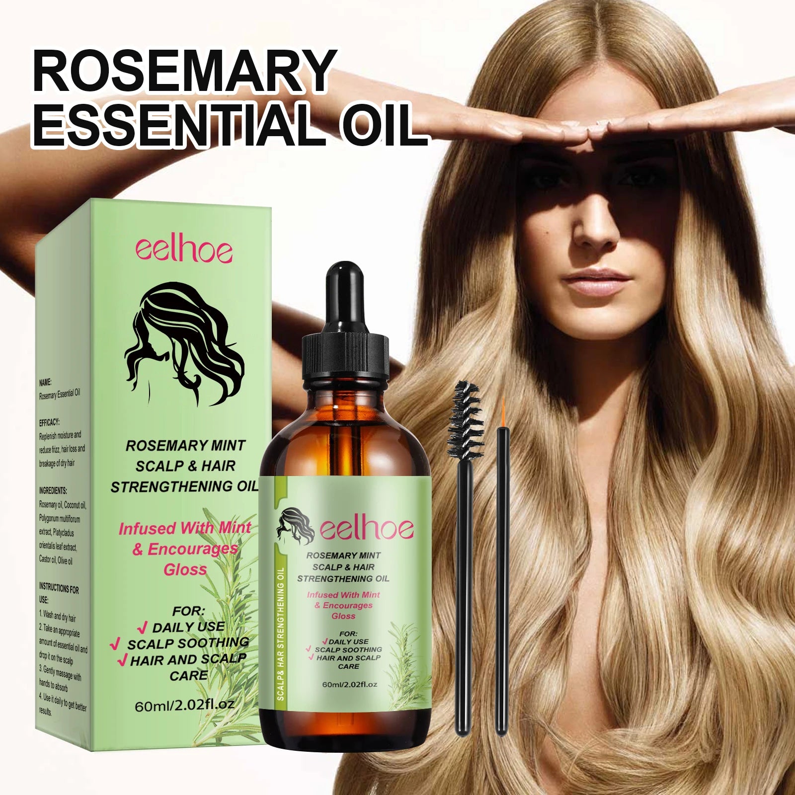 Hair Care Series Promote Hair Growth Nourish Strengthen Roots Relieve Scalp Tension Dense Hair Oil With Brush