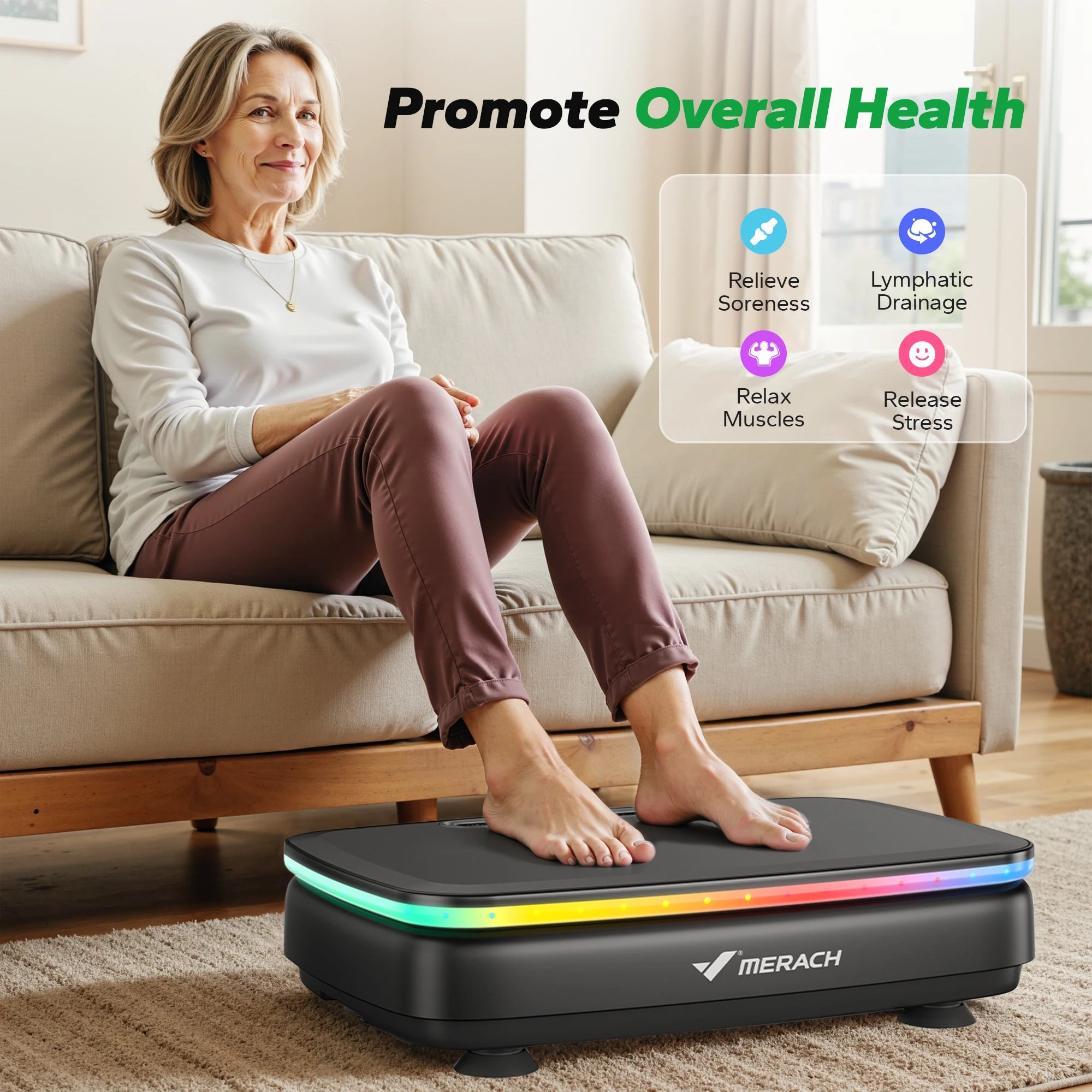 Vibration Plate Exercise Machine with Light Whole Body Workout Power Vibrate Platform Vibration Plate