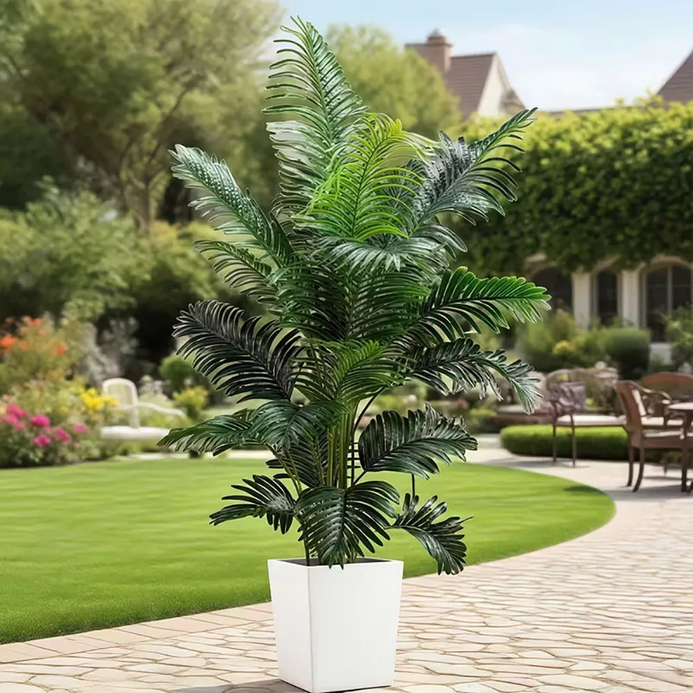 35-inch artificial giant palm tree plant; 2 pieces lifelike green leaves;