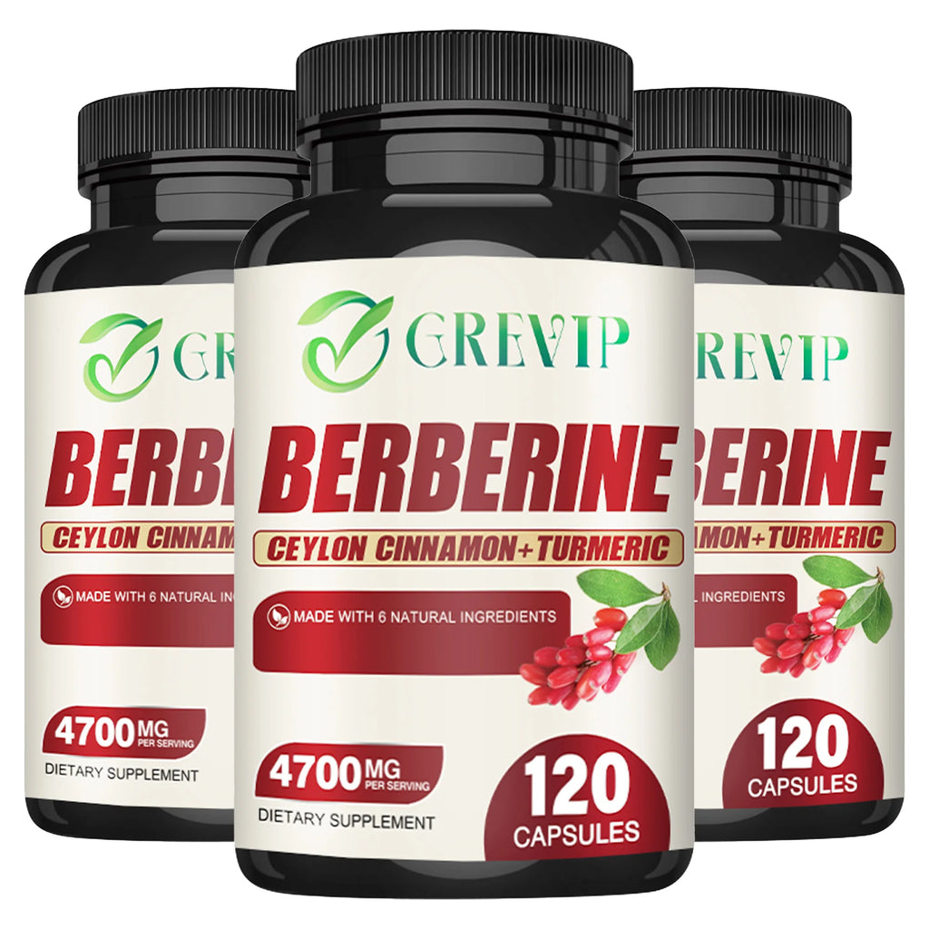 Berberine Supplement - Ceylon Cinnamon, Turmeric - Digestive Health, Antioxidant - 120 Capsules