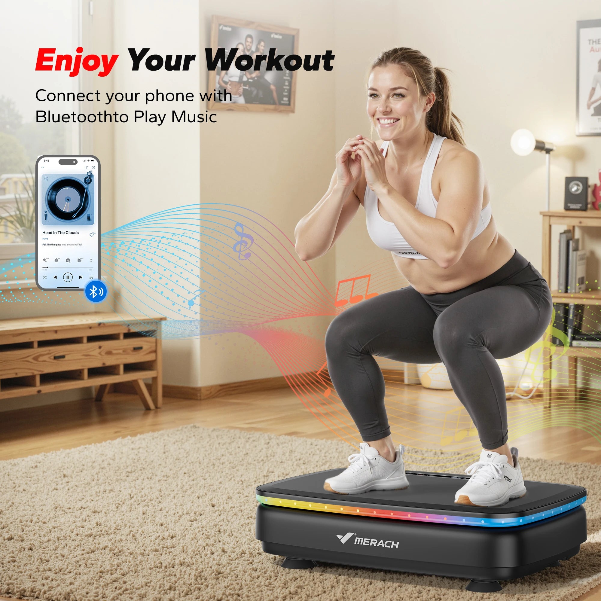 Vibration Plate Exercise Machine with Light Whole Body Workout Power Vibrate Platform Vibration Plate