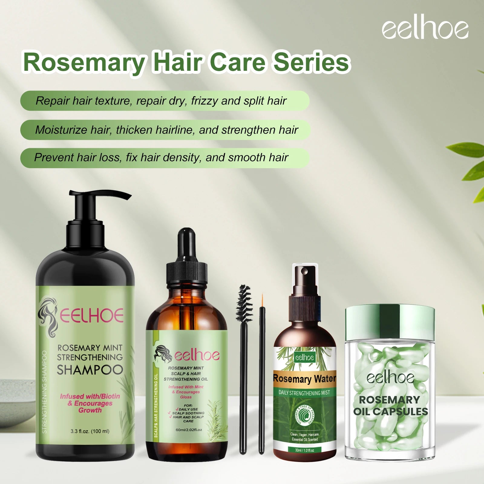 Hair Care Series Promote Hair Growth Nourish Strengthen Roots Relieve Scalp Tension Dense Hair Oil With Brush
