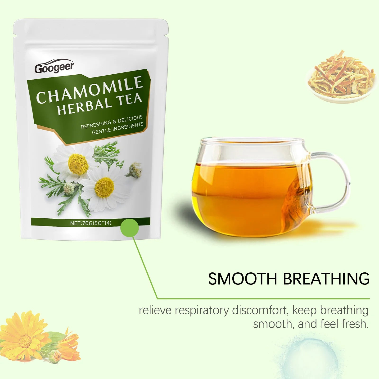 Natural Chamomile Bags Stress Relief Relaxing Body Better Sleep Peace Mind Reduce Worry Natural Herbal Plants Blend