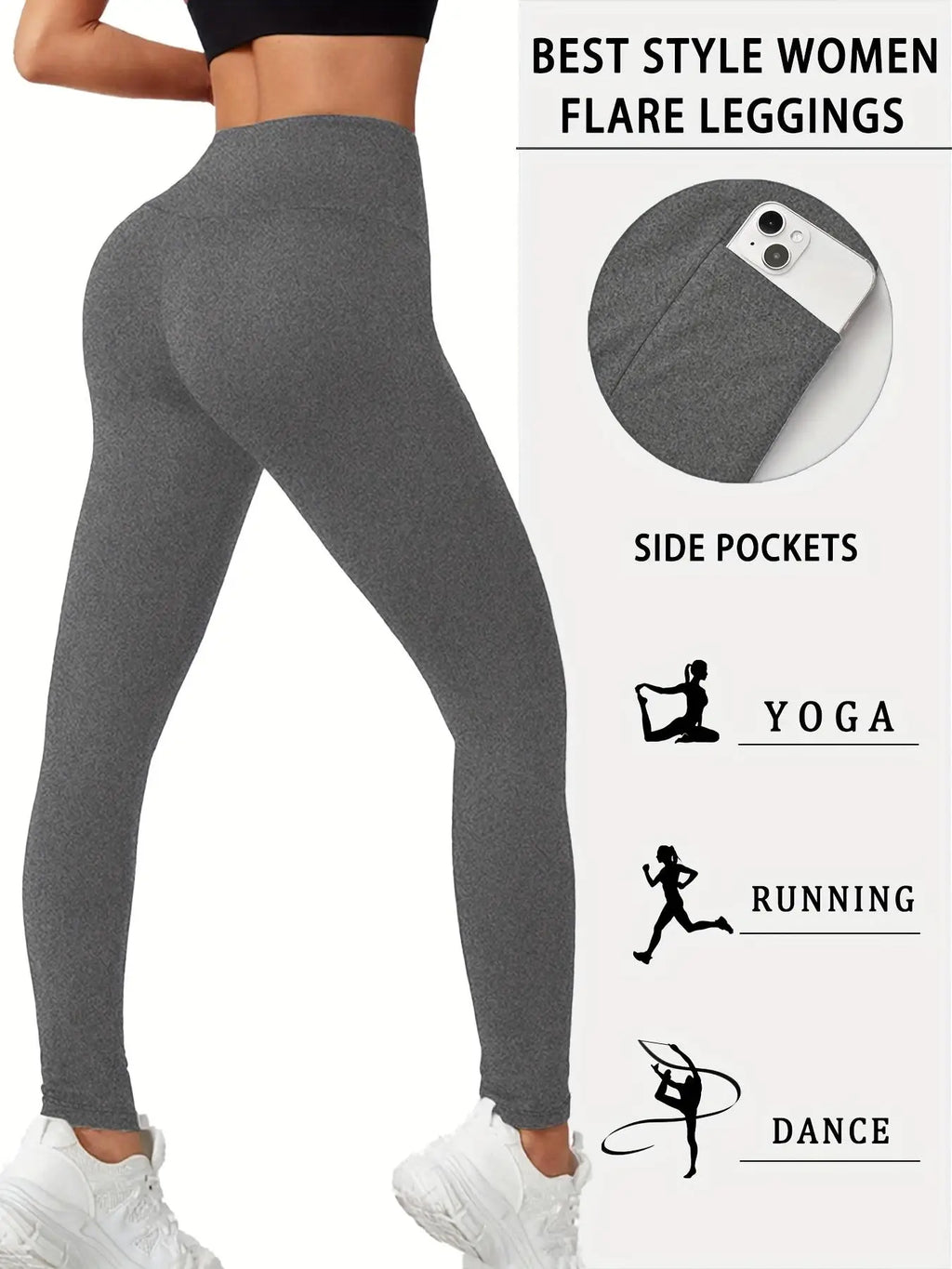 4pcs Plus Size High-Waist Fleece-Lined Yoga Pants with Side Pockets for Yoga Fitness
