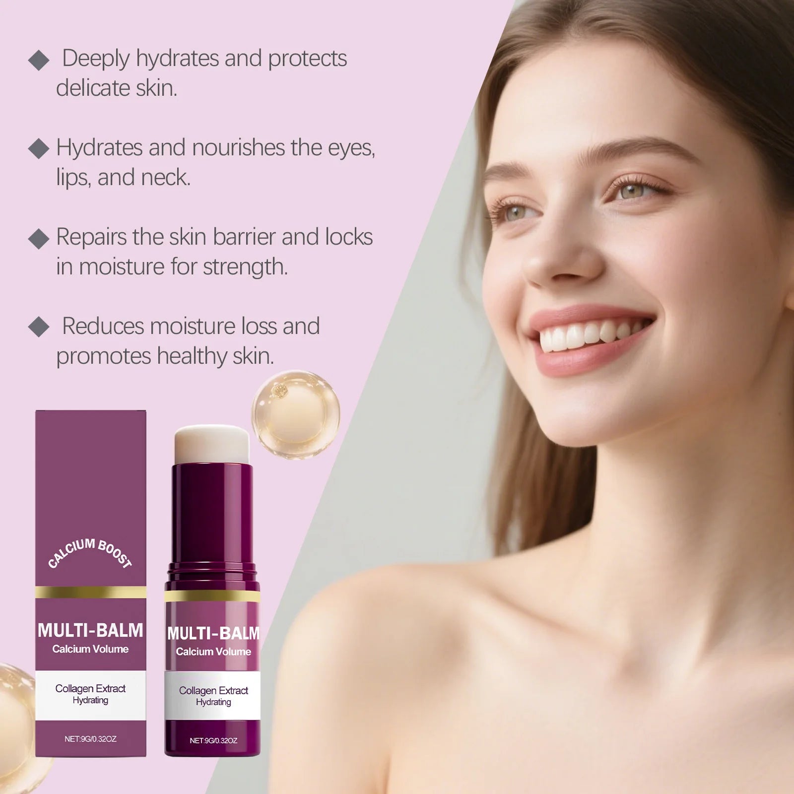 Anti-Aging Calcium Multi Balm Hydrating Firming Volume Soothing Dryness Repair Brighten Deep Moisturizing Cream Stick