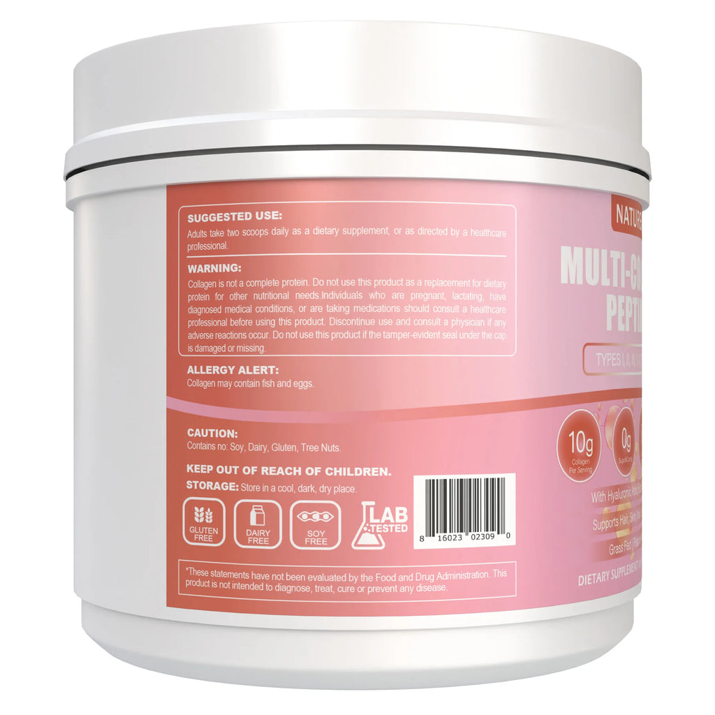 Multi Collagen Peptides Powder with Biotin, Hyaluronic Acid, , Vitamin C for Healthy Hair, Skin, Nails, Joint, 1.1LB