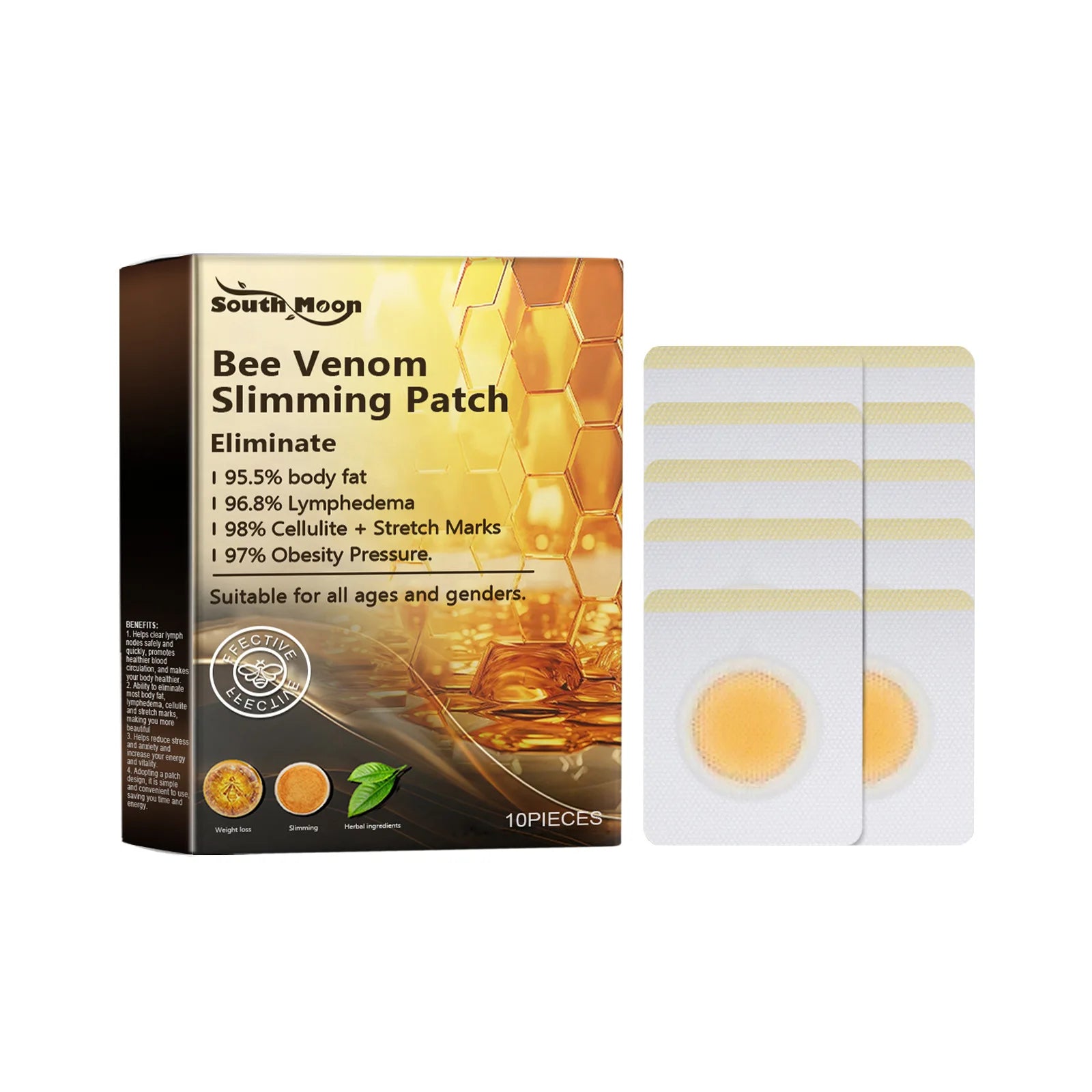 South Moon 10pcs Bee Venom Belly Slimming Weight Loss Detox Abdominal Relieve Stress Muscle Patches