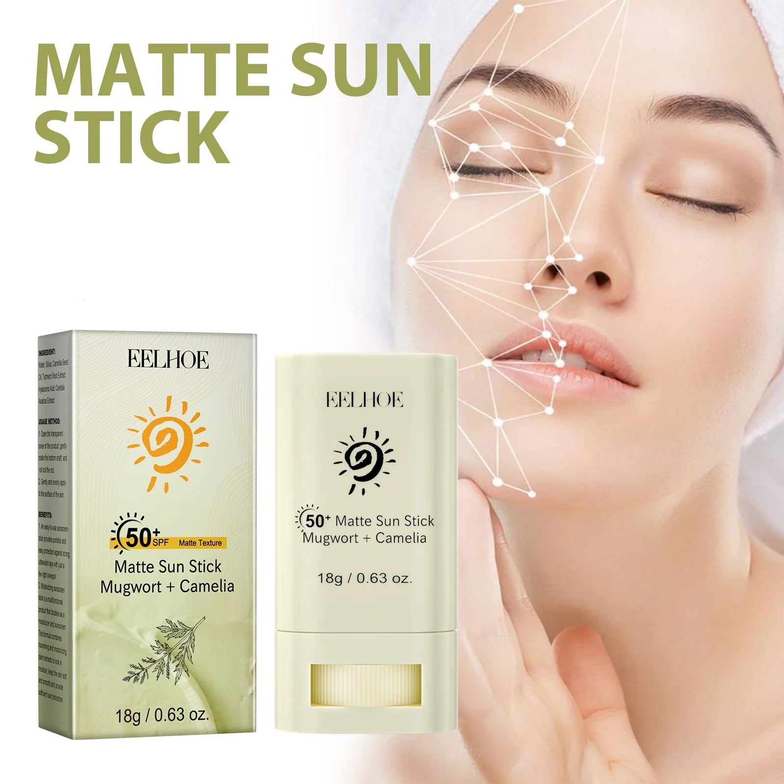 Portable SPF 50 Matte Bar Blocker Face Sunscreen Cream Moisturizing Refreshing Matte